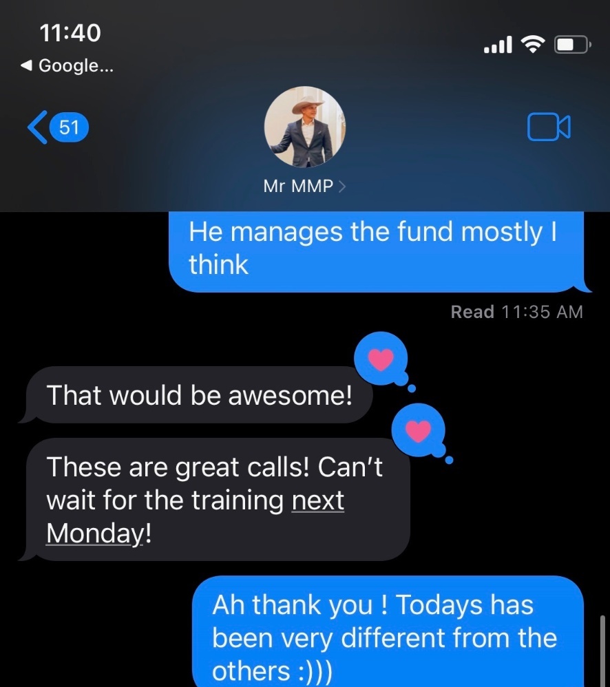 Member message about weekly calls and trainings